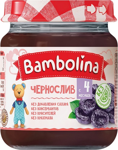 Bambolina Пюре Чернослив 100г стекло с 4 мес.