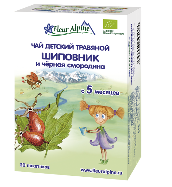 Fleur Alpine  Organic Чай травяной детский Шиповник и черная смородина,  Органик  №20,0 с 5 мес