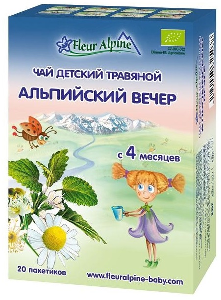 Fleur Alpine  Organic Чай травяной детский"Альпийский вечер ",  Органик  №20,0 с 5 мес