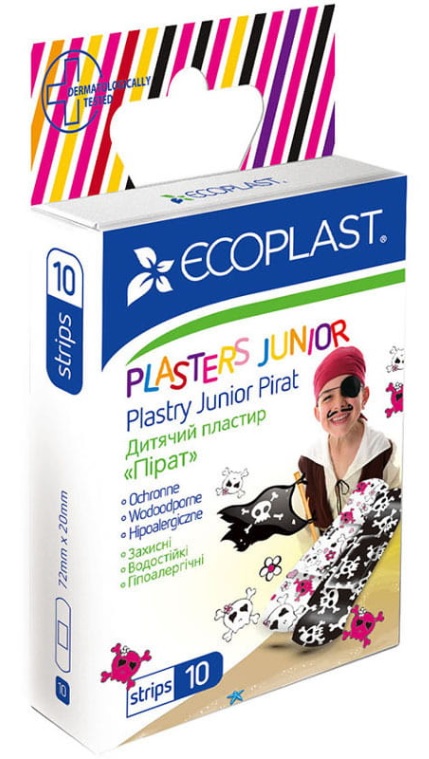 Ecoplast Пластырь медицинский полимер Junior pirate 70*20мм (10шт)